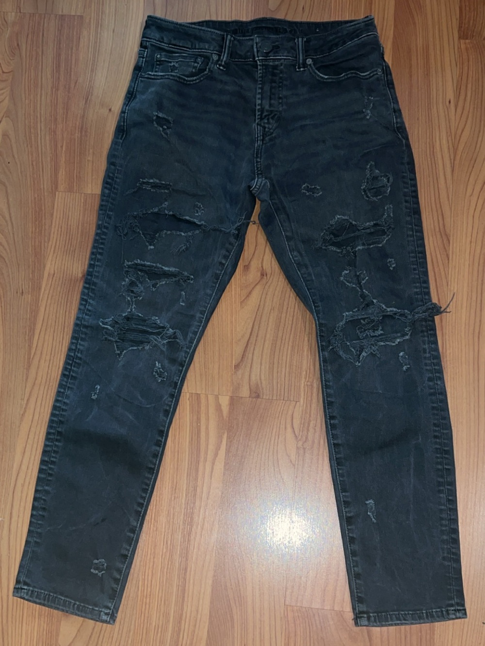 American Eagle Outfitters Men's Airflex + Black Patchwork Skinny Jeans
